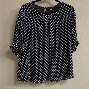 Tommy Hilfiger Navy and White Polka Dot Blouse